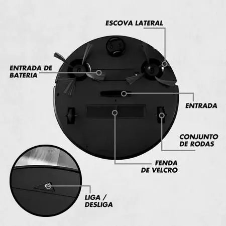 Robô Aspirador Automático Com Vassoura e Pano